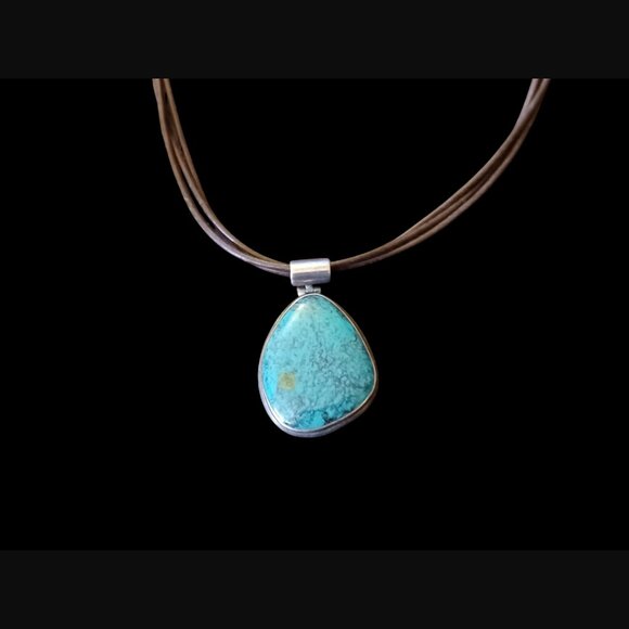 Exex Claudia Agudelo Sterling Silver Turquoise Triple Strand Leather Necklace - Picture 8 of 8